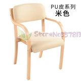 Modern minimalist Nordic solid wood dining chair Japanese-style curved  fabric  back armrest home office desk computer - shopwishi 