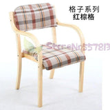 Modern minimalist Nordic solid wood dining chair Japanese-style curved  fabric  back armrest home office desk computer - shopwishi 
