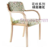 Modern minimalist Nordic solid wood dining chair Japanese-style curved  fabric  back armrest home office desk computer - shopwishi 