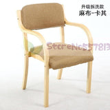 Modern minimalist Nordic solid wood dining chair Japanese-style curved  fabric  back armrest home office desk computer - shopwishi 