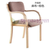 Modern minimalist Nordic solid wood dining chair Japanese-style curved  fabric  back armrest home office desk computer - shopwishi 