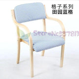Modern minimalist Nordic solid wood dining chair Japanese-style curved  fabric  back armrest home office desk computer - shopwishi 