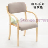 Modern minimalist Nordic solid wood dining chair Japanese-style curved  fabric  back armrest home office desk computer - shopwishi 