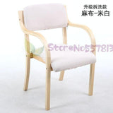 Modern minimalist Nordic solid wood dining chair Japanese-style curved  fabric  back armrest home office desk computer - shopwishi 