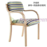 Modern minimalist Nordic solid wood dining chair Japanese-style curved  fabric  back armrest home office desk computer - shopwishi 