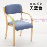 Modern minimalist Nordic solid wood dining chair Japanese-style curved  fabric  back armrest home office desk computer - shopwishi 