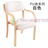 Modern minimalist Nordic solid wood dining chair Japanese-style curved  fabric  back armrest home office desk computer - shopwishi 