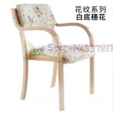 Modern minimalist Nordic solid wood dining chair Japanese-style curved  fabric  back armrest home office desk computer - shopwishi 