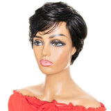 Short Pixie Cut Human Hair Wigs With Bangs For Women Machine Made Wig 100% Remy Human Hair Extension Wig Brazilian Hair