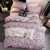 Pink Leopard Printed Plaid Dot Kids Bed Cover Set Duvet Cover Adult Child Bed Sheet and Pillowcase Comforter Bedding Set 61007