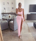 NewAsia Sexy Party 2 Piece Set Women Plus Size Crop Top Twist Side
