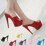 6 Color Woman Wedding Shoes Sandals 2020 Nightclub Sexy High-heeled 15cm Shoes Slippers  Heels Waterproof Sandal Summer Pumps