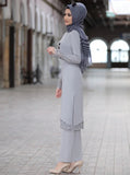 Two Piece Sets Tops and Pants Women Turkey Muslim Abaya Split Abaya Dresses Ramadan Moroccan Kaftan Islamic Clothing Dress Sets