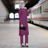 Two Piece Sets Tops and Pants Women Turkey Muslim Abaya Split Abaya Dresses Ramadan Moroccan Kaftan Islamic Clothing Dress Sets