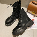 Ankle Boots for Women 2020 Autumn Motorcycle Boots Thick Heel PlatfoAnkle Brm Shoes Woman Slip on Round Toe Fashion  Boots