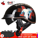 GXT DOT Certification Retro Motorcycle Helmet Moto Helmet Scooter Vintage Half Face Biker Motorbike Crash Moto Helmet Casco Moto