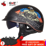 GXT DOT Certification Retro Motorcycle Helmet Moto Helmet Scooter Vintage Half Face Biker Motorbike Crash Moto Helmet Casco Moto