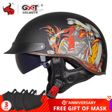 GXT DOT Certification Retro Motorcycle Helmet Moto Helmet Scooter Vintage Half Face Biker Motorbike Crash Moto Helmet Casco Moto