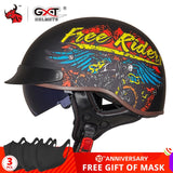 GXT DOT Certification Retro Motorcycle Helmet Moto Helmet Scooter Vintage Half Face Biker Motorbike Crash Moto Helmet Casco Moto