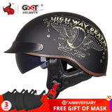 GXT DOT Certification Retro Motorcycle Helmet Moto Helmet Scooter Vintage Half Face Biker Motorbike Crash Moto Helmet Casco Moto