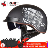 GXT DOT Certification Retro Motorcycle Helmet Moto Helmet Scooter Vintage Half Face Biker Motorbike Crash Moto Helmet Casco Moto