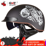 GXT DOT Certification Retro Motorcycle Helmet Moto Helmet Scooter Vintage Half Face Biker Motorbike Crash Moto Helmet Casco Moto