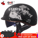 GXT DOT Certification Retro Motorcycle Helmet Moto Helmet Scooter Vintage Half Face Biker Motorbike Crash Moto Helmet Casco Moto