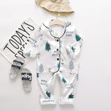 Children's Pajamas Set Baby Boy Girl Clothes Summer Sleepwear Set Kids Cartoon Printed Tops+Shorts Toddler Clothing Sets