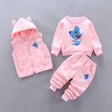 Baby Boys Girls Christmas Autumn Warm WaistCoat + Sweatshirt + Pants 3Pcs Infant Kids Children Sports Suit Toddler Clothes W168