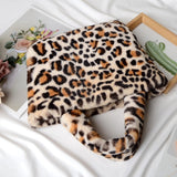 Winter Fashion Faux Fur Bag Large Capacity Leopard Print Bag Women's One-shoulder Messenger Handbag Bag Plush Female Bag