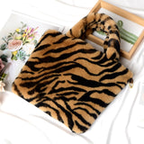 Winter Fashion Faux Fur Bag Large Capacity Leopard Print Bag Women's One-shoulder Messenger Handbag Bag Plush Female Bag