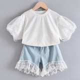 Bear Leader New Summer Casual Children Sets Flowers Blue T-shirt+  Pants Girls Clothing Sets Kids Summer Suit For 3-7 Years