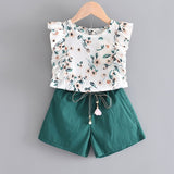 Bear Leader New Summer Casual Children Sets Flowers Blue T-shirt+  Pants Girls Clothing Sets Kids Summer Suit For 3-7 Years