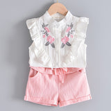 Bear Leader New Summer Casual Children Sets Flowers Blue T-shirt+  Pants Girls Clothing Sets Kids Summer Suit For 3-7 Years