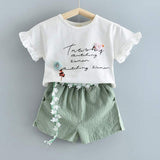 Bear Leader New Summer Casual Children Sets Flowers Blue T-shirt+  Pants Girls Clothing Sets Kids Summer Suit For 3-7 Years