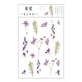 Journamm 12 Designs Natural Daisy Clover Japanese Words Stickers Transparent PET Material Flowers Leaves Plants Deco Stickers