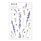 Journamm 12 Designs Natural Daisy Clover Japanese Words Stickers Transparent PET Material Flowers Leaves Plants Deco Stickers