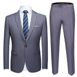 Business Formal Men Suits Solid One-button Blazer Pants Marriage Tuxedo male 2 Piece suit Men Terno wedding Suit slim fit 2020