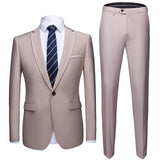 Business Formal Men Suits Solid One-button Blazer Pants Marriage Tuxedo male 2 Piece suit Men Terno wedding Suit slim fit 2020