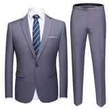 Business Formal Men Suits Solid One-button Blazer Pants Marriage Tuxedo male 2 Piece suit Men Terno wedding Suit slim fit 2020
