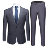 Business Formal Men Suits Solid One-button Blazer Pants Marriage Tuxedo male 2 Piece suit Men Terno wedding Suit slim fit 2020