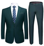 Business Formal Men Suits Solid One-button Blazer Pants Marriage Tuxedo male 2 Piece suit Men Terno wedding Suit slim fit 2020