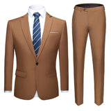 Business Formal Men Suits Solid One-button Blazer Pants Marriage Tuxedo male 2 Piece suit Men Terno wedding Suit slim fit 2020