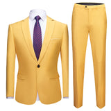 Business Formal Men Suits Solid One-button Blazer Pants Marriage Tuxedo male 2 Piece suit Men Terno wedding Suit slim fit 2020