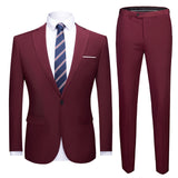 Business Formal Men Suits Solid One-button Blazer Pants Marriage Tuxedo male 2 Piece suit Men Terno wedding Suit slim fit 2020