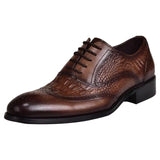New Crocodile Vintage Fashion Men Shoes Formal Dress Casual Leather Shoes Business Wedding Loafers Designer Brogue Office Shoes
