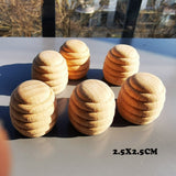 6pcs Handmade Painting Beech Wooden Dolls Loose Parts /DIY Painting Wood Honeycomb Mushrooms Cones Droplets Acorns Creative Toy