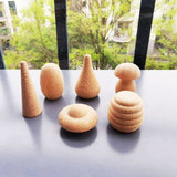 6pcs Handmade Painting Beech Wooden Dolls Loose Parts /DIY Painting Wood Honeycomb Mushrooms Cones Droplets Acorns Creative Toy