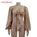Sexy Backless Fashion Square Collar Wrap Women Shirts