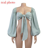 Sexy Backless Fashion Square Collar Wrap Women Shirts